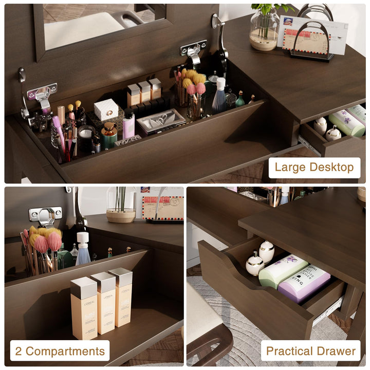 CHARMAID Vanity Table with Flip Top Mirror, 48&