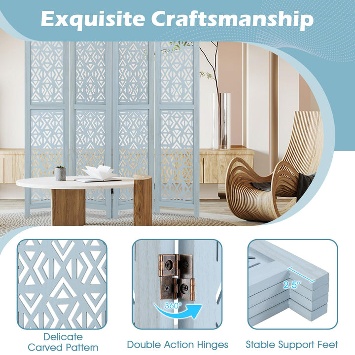 Giantex Room Divider 4/6 Panels - Boho Room Dividers with Carved Cutout Pattern &amp; Solid Wood Frame, Fully Assembled