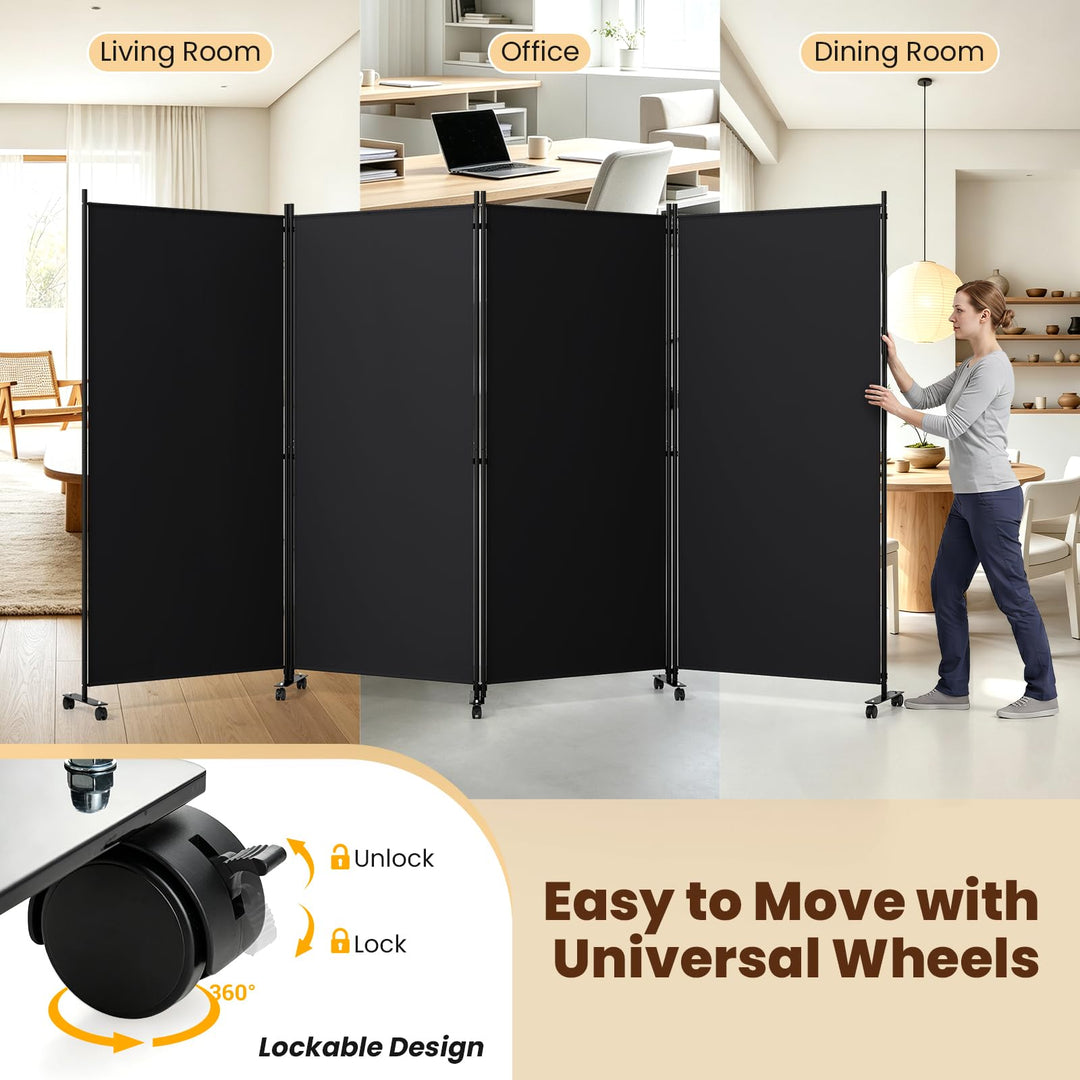 Giantex Folding Room Divider with Wheels