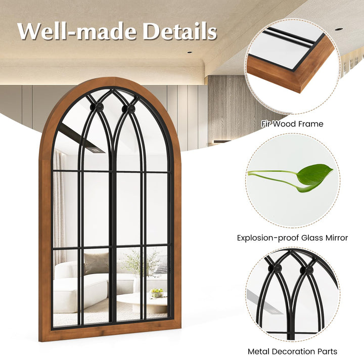 CHARMAID Arched Window Wall Mirror, 36&