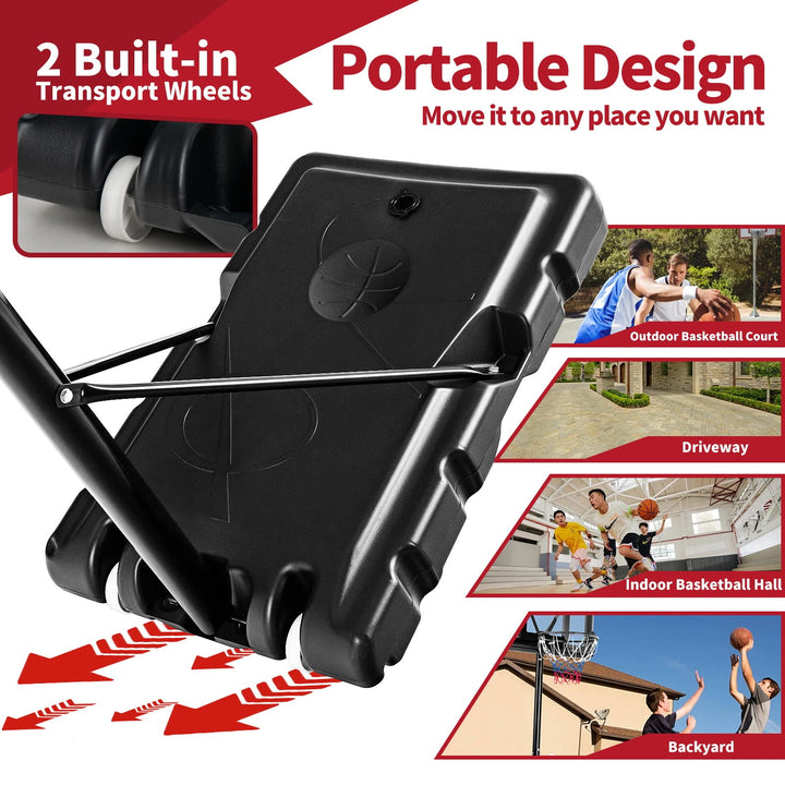 Giantex Portable Basketball Hoop Outdoor - 4.25-10ft Height Adjustable Basketball Goal System w/ 43.5" Backboard, Sandbag