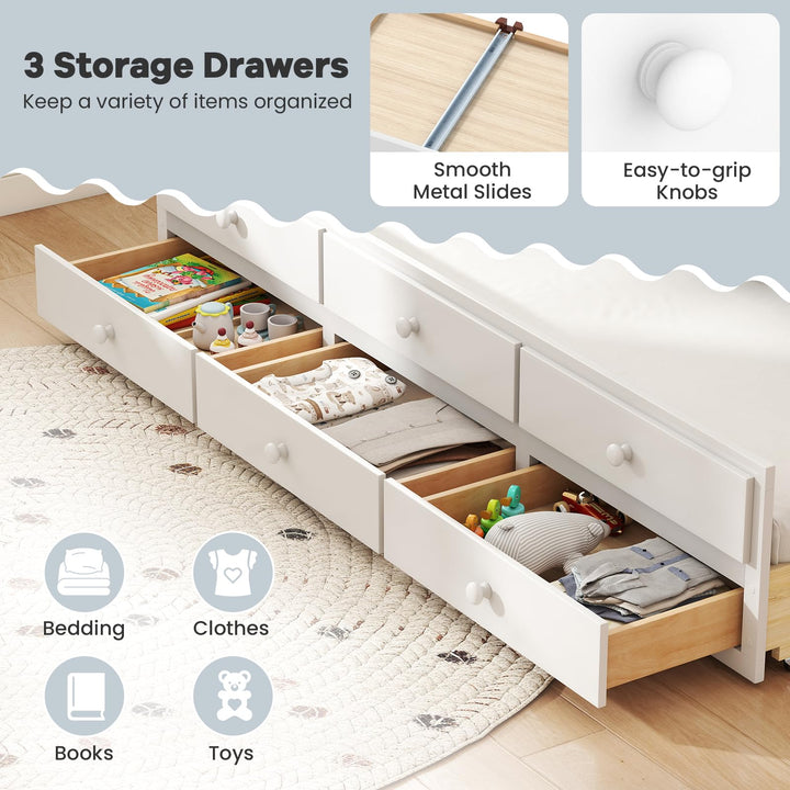 Giantex Full Size Bed Frame with Twin Trundle &amp; 3 Storage Drawers