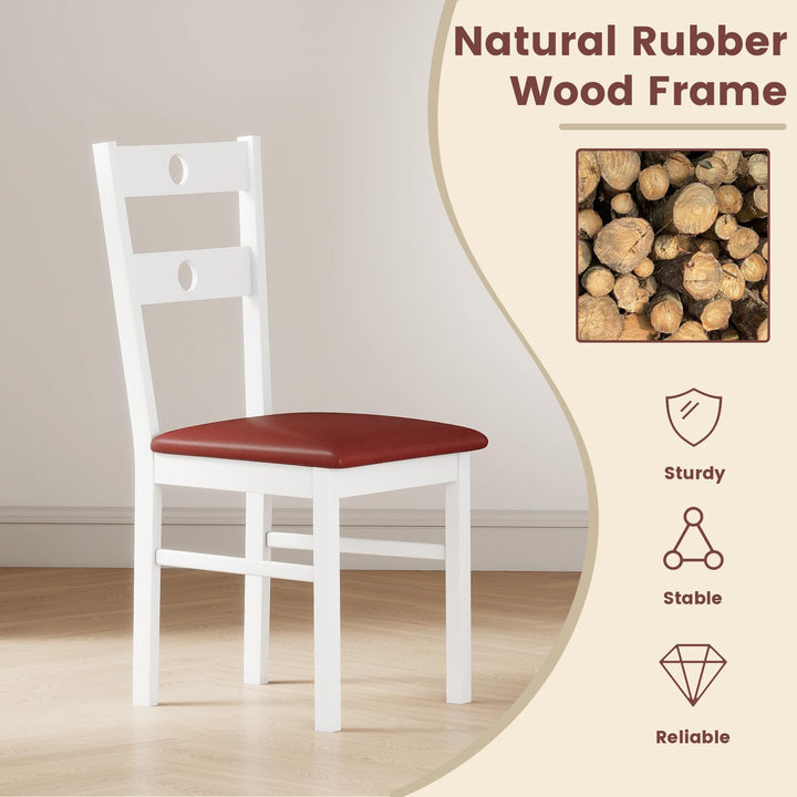 Giantex PU Leather Upholstered Kitchen Chairs w/Hollowed Backrest &amp; Padded Seat