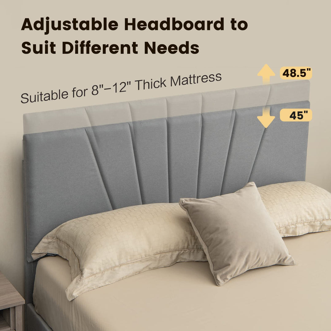 Giantex Upholstered Queen Bed Frame with Drawer, Modern Platform Bed with Storage &amp; Adjustable Headboard