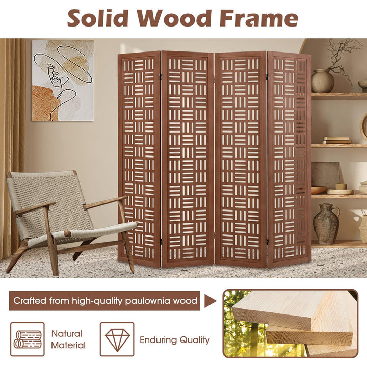 Giantex 4/6 Panels Room Divider - Folding Room Dividers with Carved Cutout Pattern &amp; Solid Wood Frame