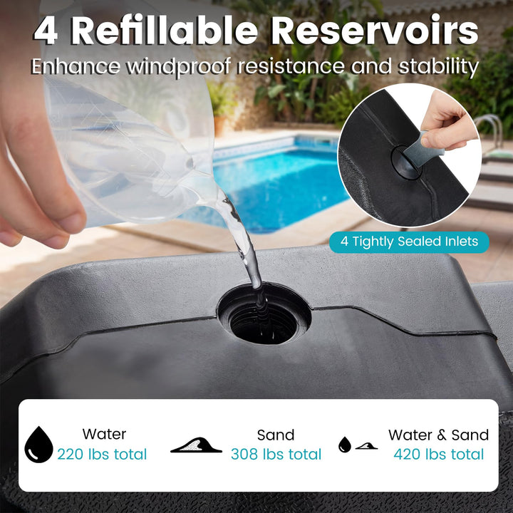 Giantex 4-Piece Fillable Offset Patio Umbrella Base(420 lbs)
