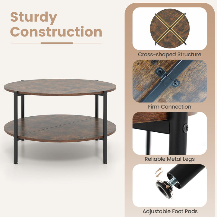 Giantex 33.5" Small Center Table with Open Storage Shelf and Heavy-Duty Metal Frame