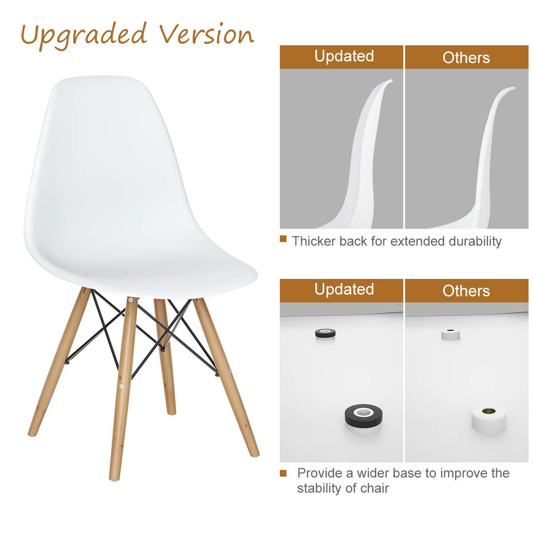 Pre Assembled Mid Century Modern Dining Chairs Set of 2, White
