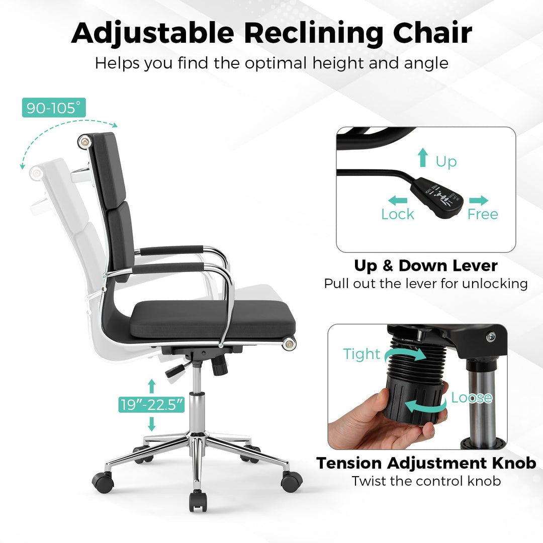 Giantex Ergonomic Office Chair Mid Back Fabric Desk Chair with Armrest