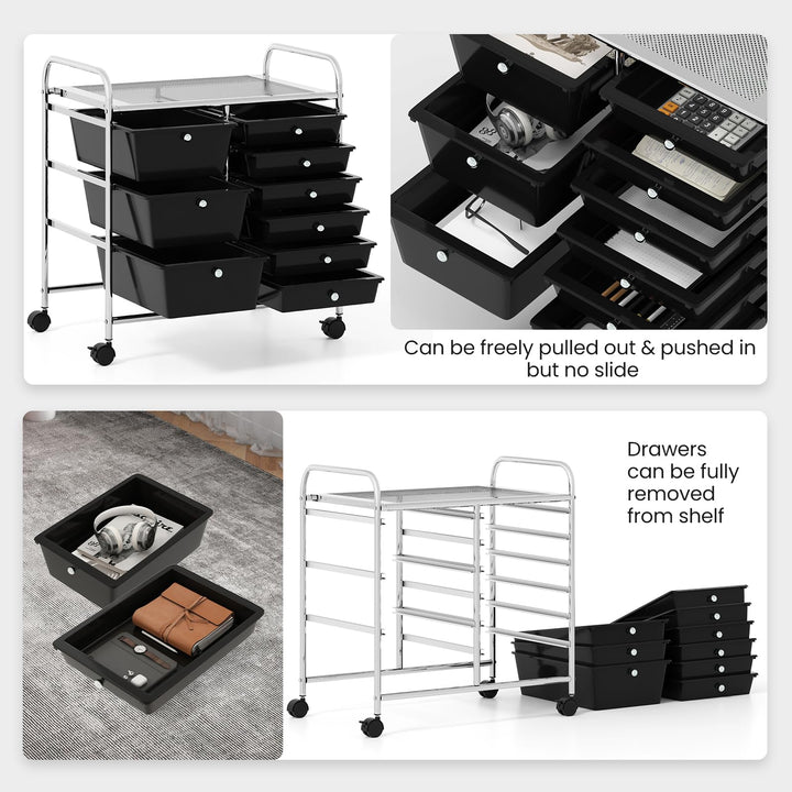 Giantex 9 Drawers Rolling Cart, Classroom Organizers, Storage Cart with Wheels