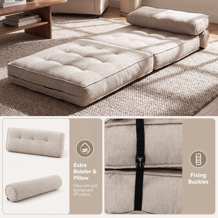 Giantex 3-in-1 Folding Sofa Bed with Bolster &amp; Pillow