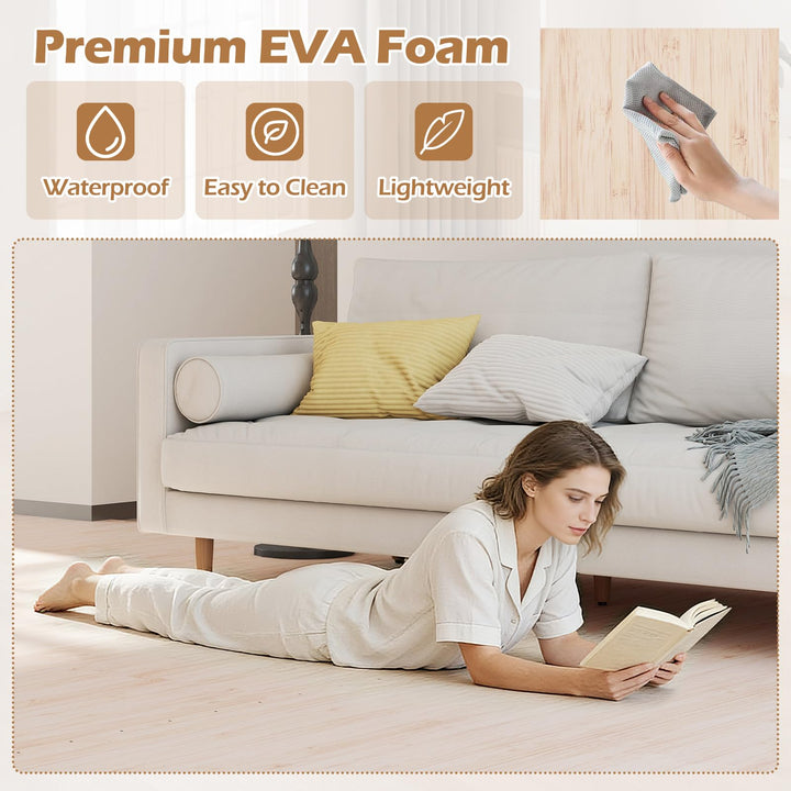 Giantex Wood Grain Floor Tiles Foam Mat