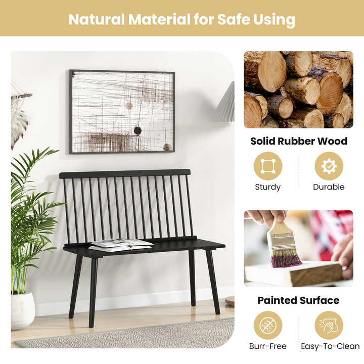 Giantex Entryway Bench for 2, Windsor Bench with Spindle Back &amp; Anti-Slip Foot Pads