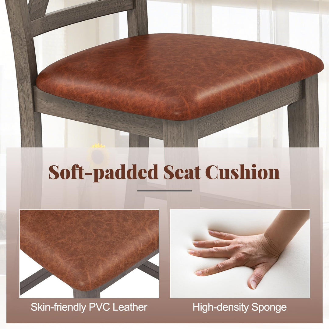 Giantex 24" Bar Stools Set of 2/4, Counter Height Bar Stools with Cross Back &amp; Faux Leather Upholstered Seat