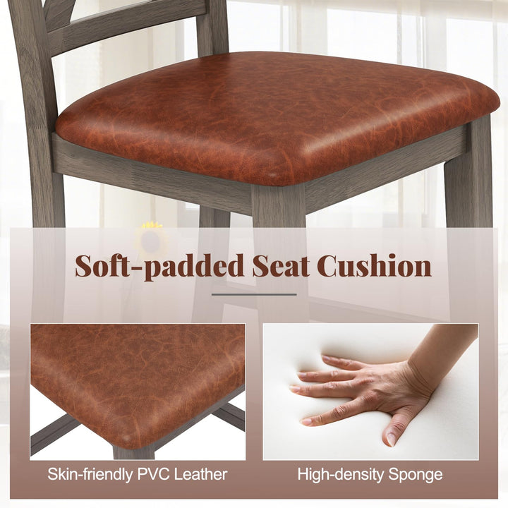 Giantex 24" Bar Stools Set of 2/4, Counter Height Bar Stools with Cross Back &amp; Faux Leather Upholstered Seat