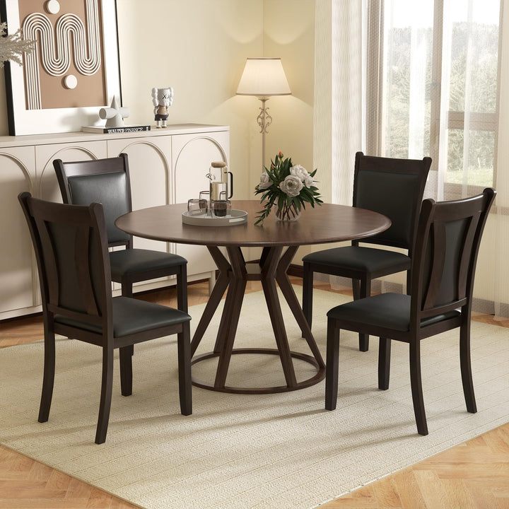 Giantex Wooden Dining Chairs Set, Modern Armless Kitchen Chairs w/Padded Backrest &amp; Seat, Rubber Wood Frame