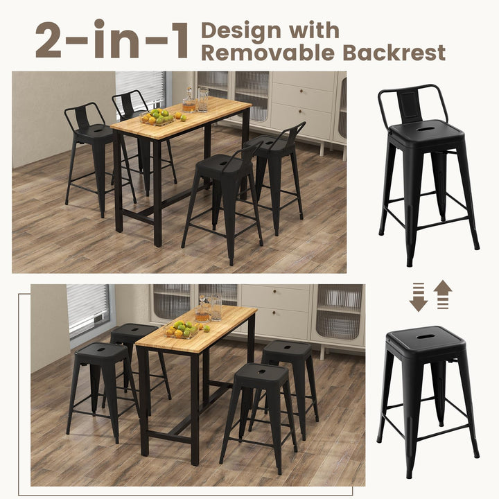 Giantex Metal Bar Stools Set of 4, 24" Counter Height Modern Industrial Barstools w/Removable Bucket Back &amp; Footrest