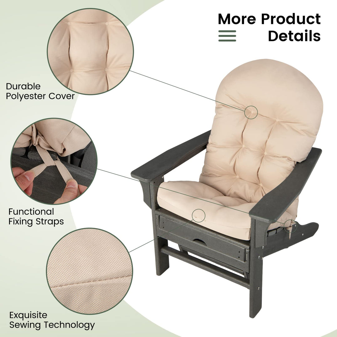 Giantex Patio Adirondack Chair Cushion - 49"x 23"High Back Rocking Chair Cushion w/Fixing Straps, Durable &amp; Fade Resistant