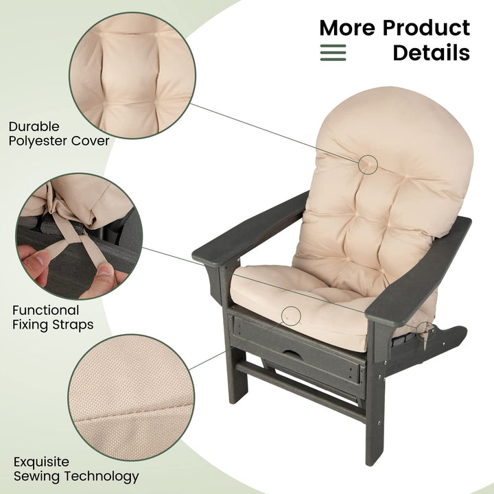 Giantex Patio Adirondack Chair Cushion - 49"x 23"High Back Rocking Chair Cushion w/Fixing Straps, Durable &amp; Fade Resistant