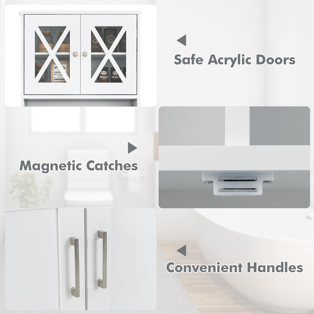 Giantex 57" Tall Bathroom Cabinet, Storage Cabinet with Acrylic Doors &amp; Adjustable Shelves