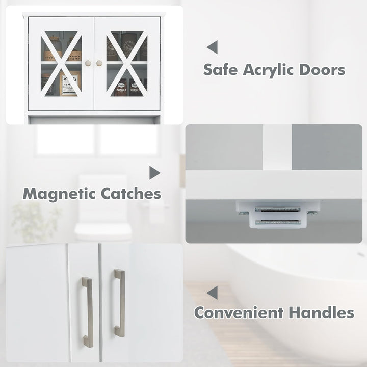 Giantex 57" Tall Bathroom Cabinet, Storage Cabinet with Acrylic Doors &amp; Adjustable Shelves