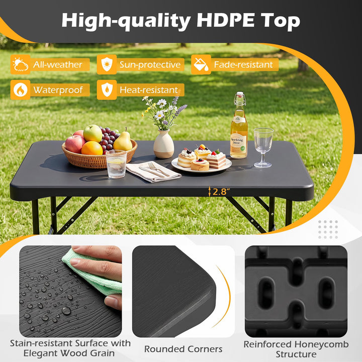 Giantex Folding Picnic Table Bench Set | Rectangular Patio Dining Table Set for 4