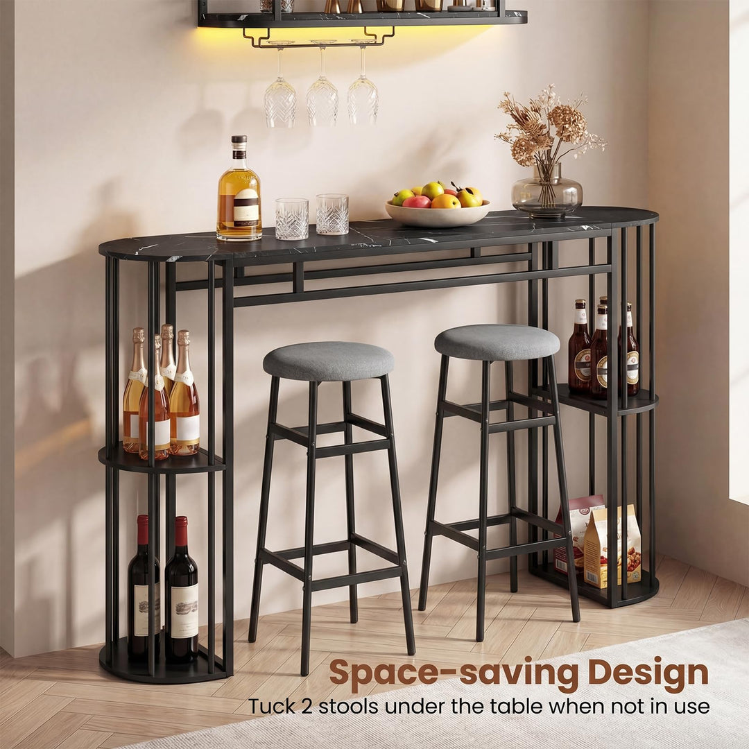 Giantex 3 Pieces Bar Table Set for 2 with 2 Padded Stools