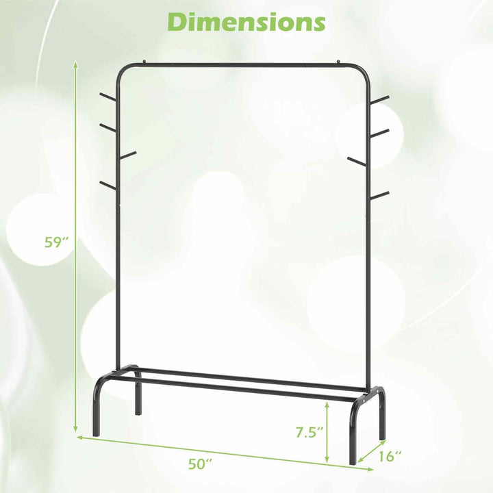 Giantex 50" Wide Freestanding Garment Rack with Hanging Rod 8 Hooks &amp; Storage Shelf