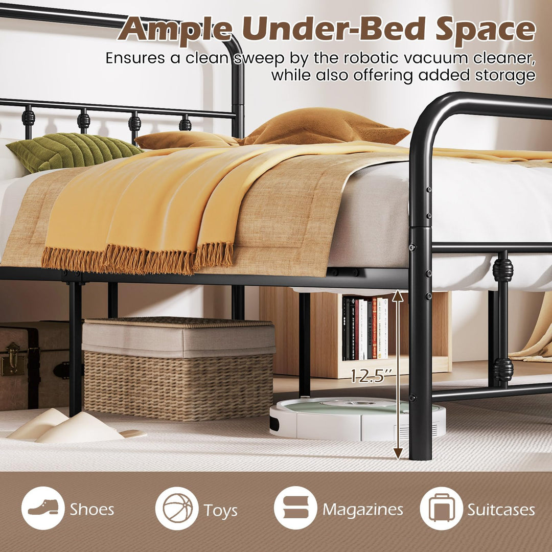 Giantex King/Queen/Full Size Metal Platform Bed Frame, Victorian Style Platform Bed with Headboard &amp; Footboard