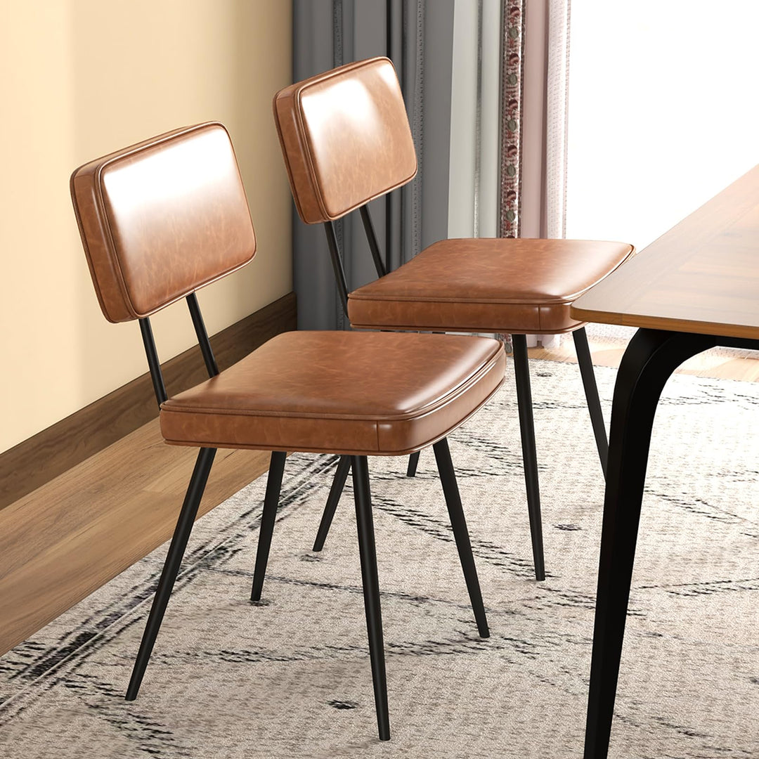 Giantex PU Leather Dining Chairs Set of 2/4, Upholstered Kitchen Chairs w/Padded Backrest &amp; Seat, Metal Legs