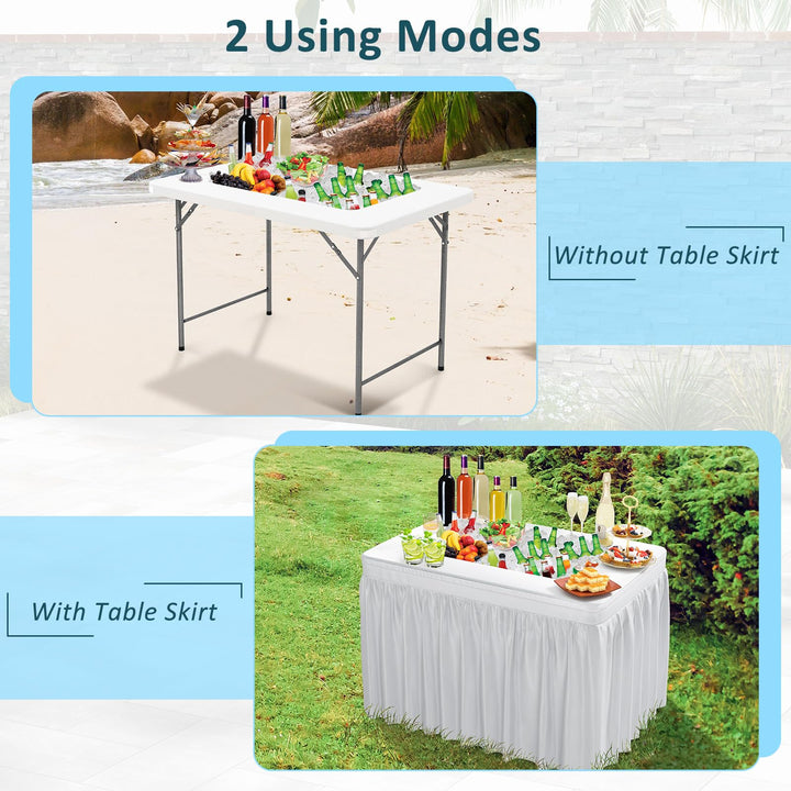 Giantex Foldable Ice Bin Table with Drain &amp; Bucket