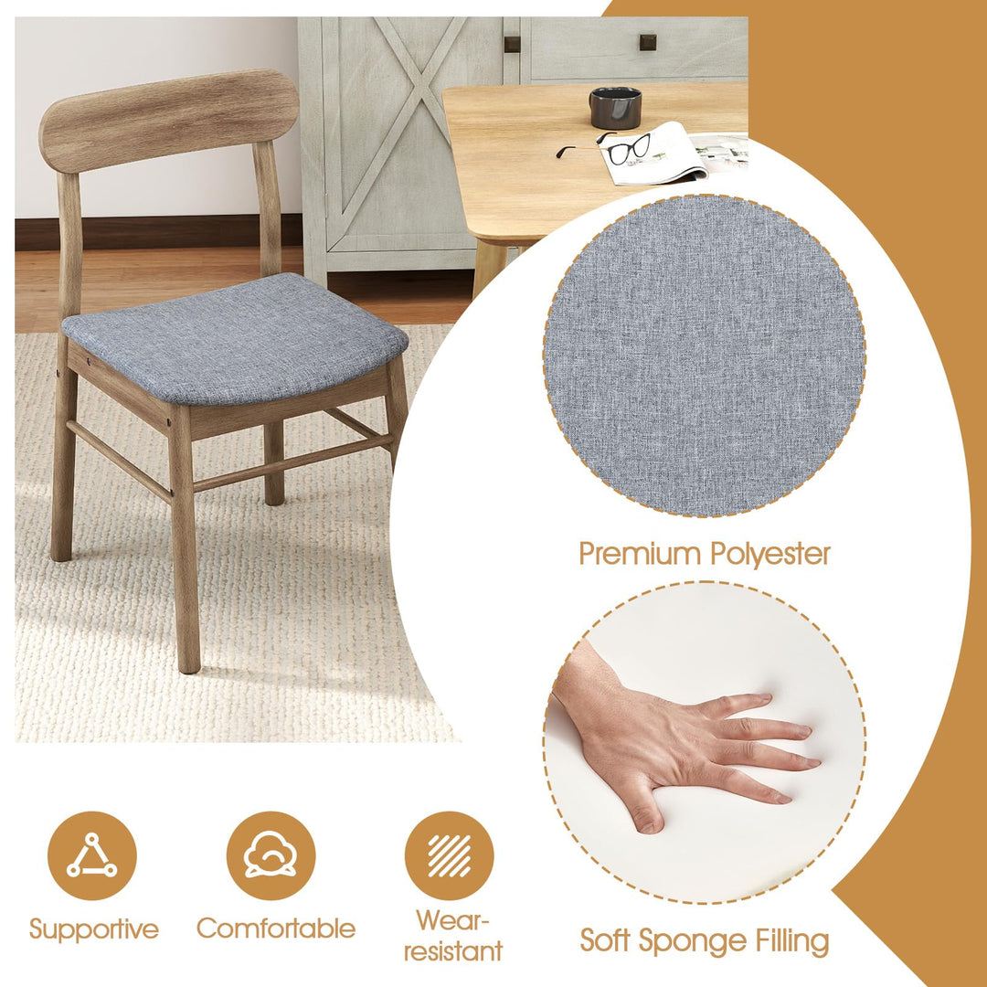 Giantex Fabric Upholstered Kitchen Chairs with Rubber Wood Frame and Padded Curved Seat