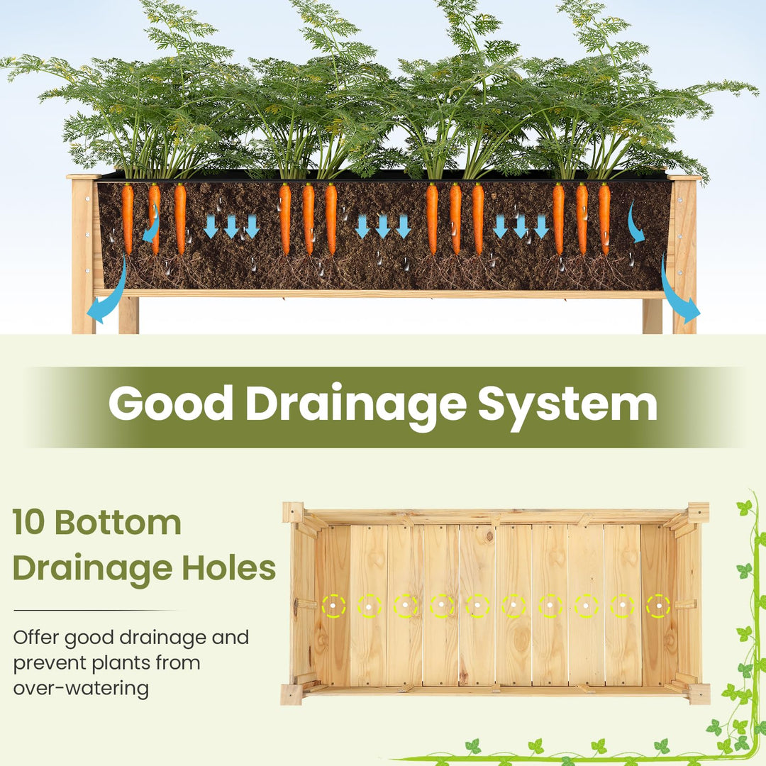 Giantex 47"x23"x30"  Elevated Wood Planter Box with Liner