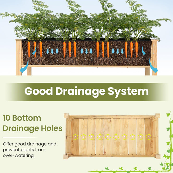Giantex 47"x23"x30"  Elevated Wood Planter Box with Liner