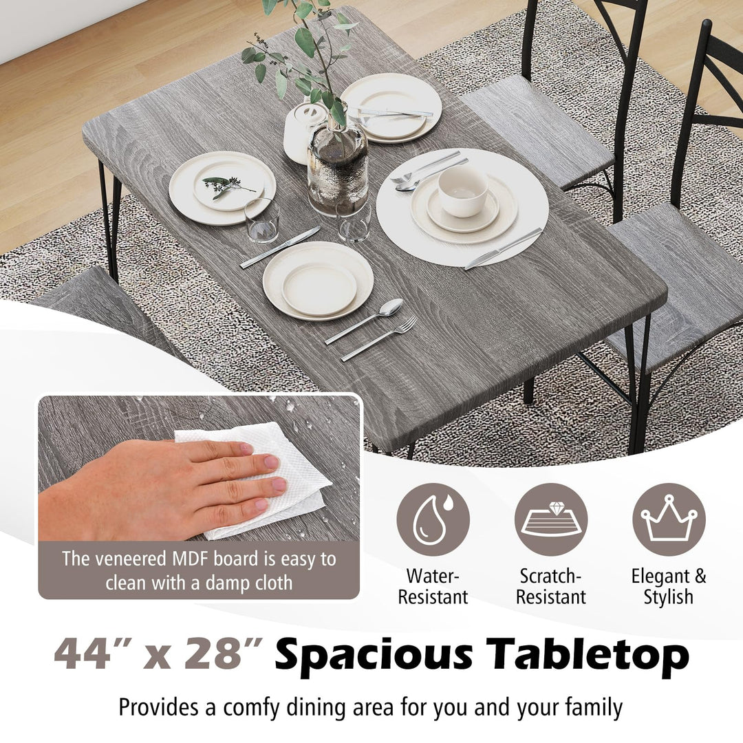 Giantex 5-Piece Dining Table Set, Modern Rectangular Dining Table &amp; 4 Dining Chairs Set with Metal Frame