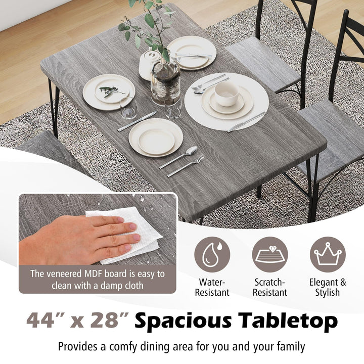 Giantex 5-Piece Dining Table Set, Modern Rectangular Dining Table &amp; 4 Dining Chairs Set with Metal Frame