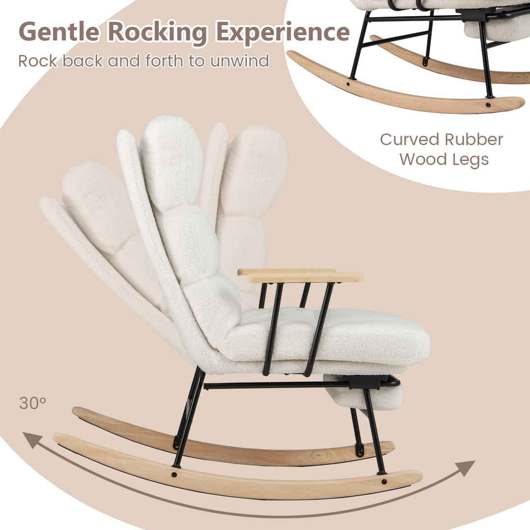 Giantex Nursery Rocking Chair Teddy Velvet Upholstered Rocking Chair