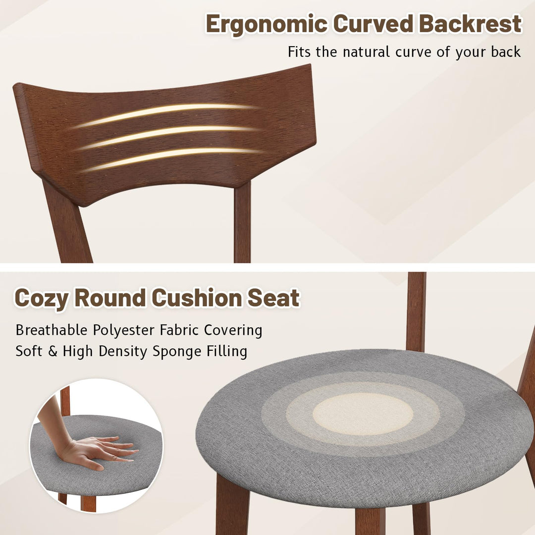Giantex Wooden Dining Chairs, Solid Wood Kitchen Chairs w/Curved Back &amp; Cushioned Seat