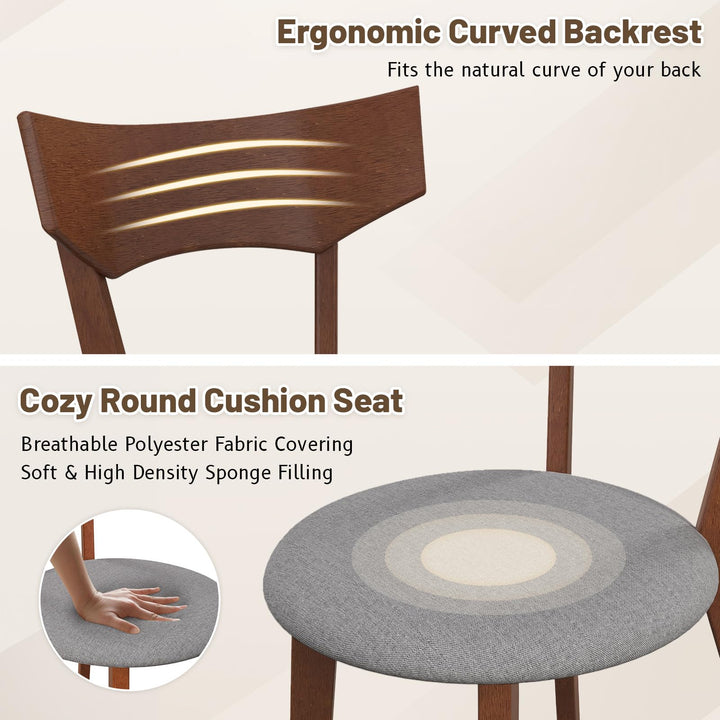 Giantex Wooden Dining Chairs, Solid Wood Kitchen Chairs w/Curved Back &amp; Cushioned Seat