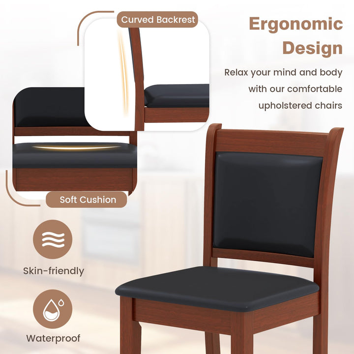 Giantex 24.5" Bar Stools Set of 2, Upholstered Counter Height Bar Stools w/Faux Leather Cushion &amp; Footrest