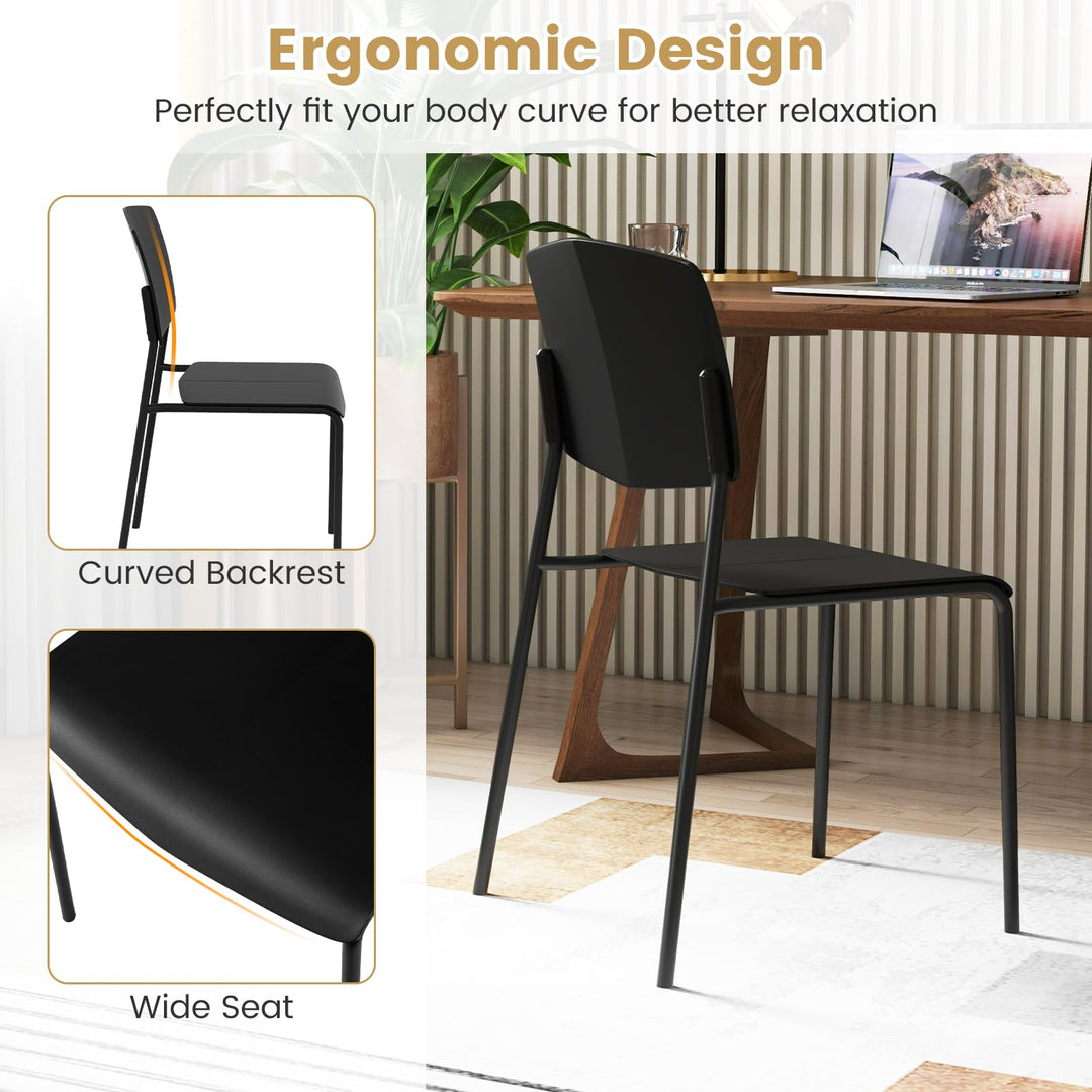 Giantex Stackable Dining Chairs Set, Modern Kitchen Chairs w/Metal Legs &amp; Curved Back, Load up to 350 LBS