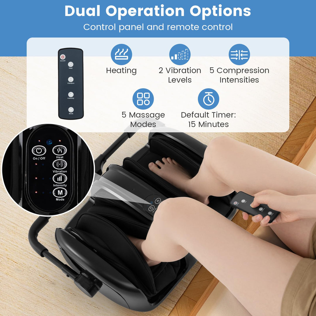 Giantex Portable Electric Foot Massager with Heat Therapy, Multi-Level Intensity Foot Massage