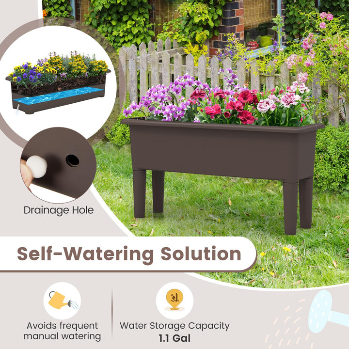 Giantex Raised Garden Beds Outdoor Set of 2, Self-Watering Planter Box with Detachable Legs &amp; Drainage Hole