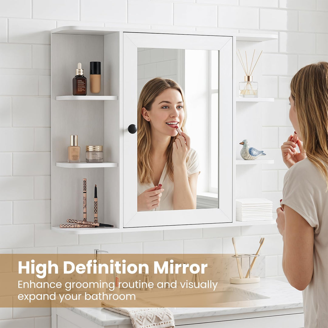 GIANTEX Wall Mounted Bathroom Medicine Cabinet with Mirror &amp; Shelves