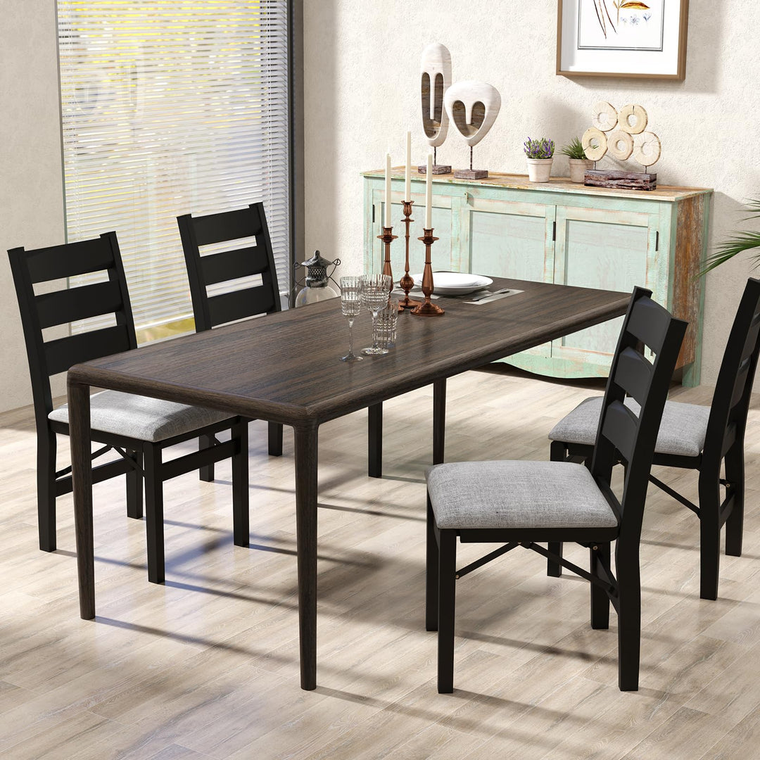 Giantex Folding Dining Chairs Set of 2, Modern Upholstered Kitchen Chairs w/Slatted Backrest &amp; Padded Seat