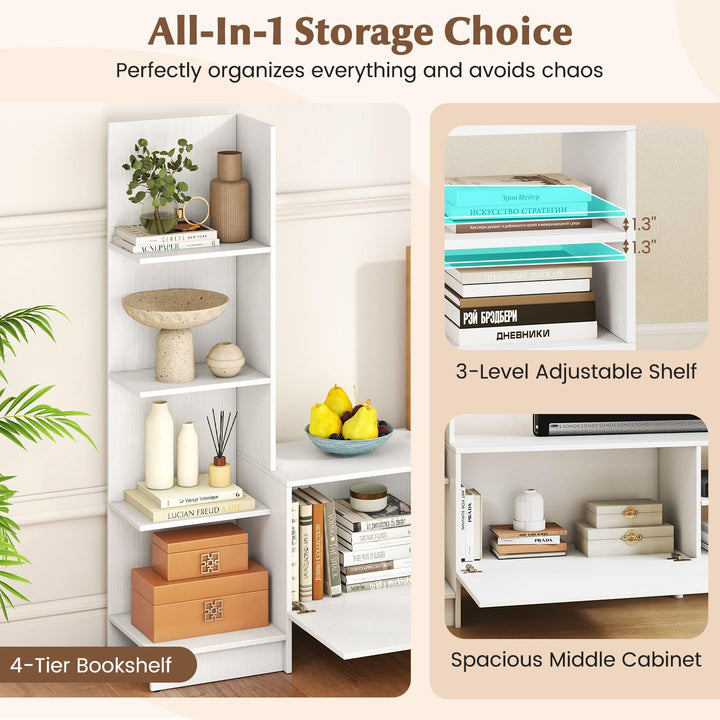 Giantex Book Shelf TV Stand L-Shaped Entertainment Center with Storage &amp; Adjustable Shelf