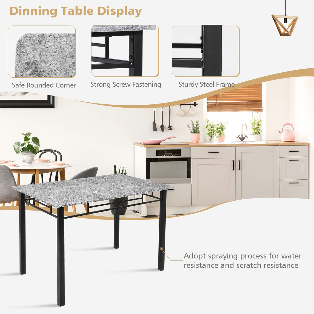 5 Pieces Faux Marble Dining Set Table with Solid Steel Frame