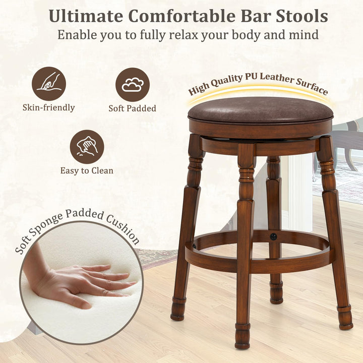 Giantex Swivel Bar Stools Set with Faux Leather Padded Seat