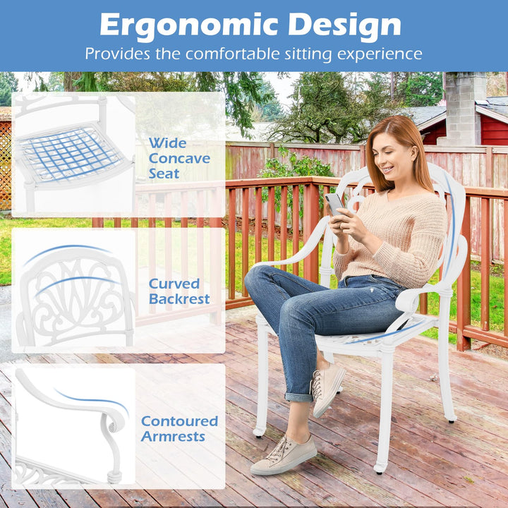 Giantex Patio Chairs, Stackable Cast Aluminum Outdoor Chairs for Lawn Porch Garden Yard
