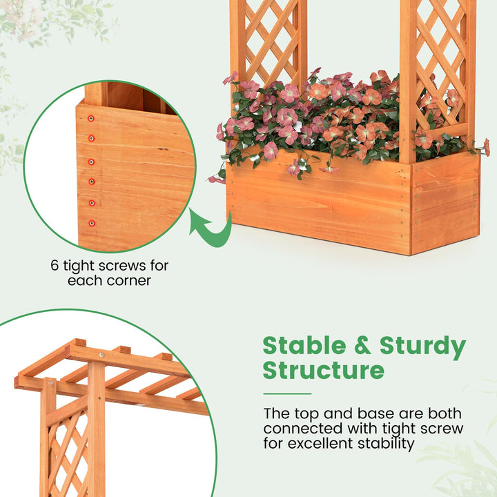 31" x 12.5" x 60" Raised Garden Bed with 2-Sided Trellis &amp; Hanging Roof